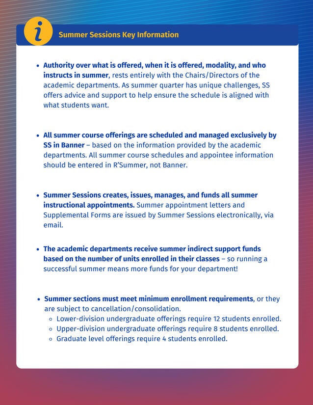 Infographic containing key summer information